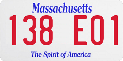 MA license plate 138EO1