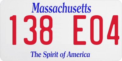 MA license plate 138EO4