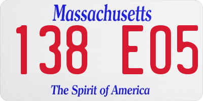 MA license plate 138EO5