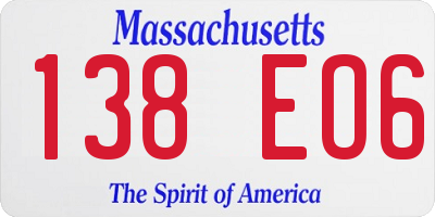 MA license plate 138EO6
