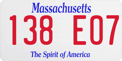 MA license plate 138EO7