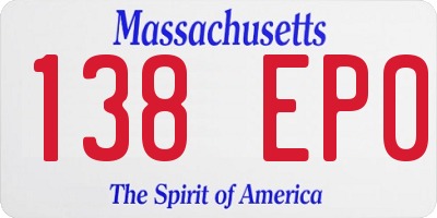 MA license plate 138EP0