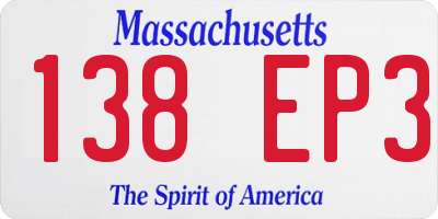 MA license plate 138EP3