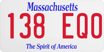 MA license plate 138EQ0