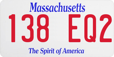 MA license plate 138EQ2