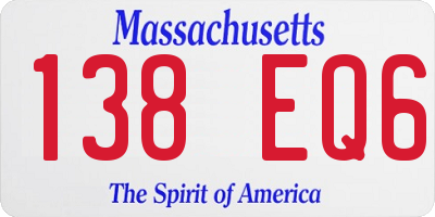 MA license plate 138EQ6