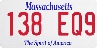 MA license plate 138EQ9