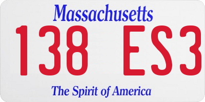 MA license plate 138ES3