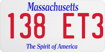 MA license plate 138ET3