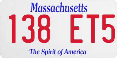 MA license plate 138ET5