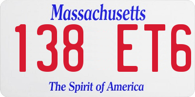 MA license plate 138ET6
