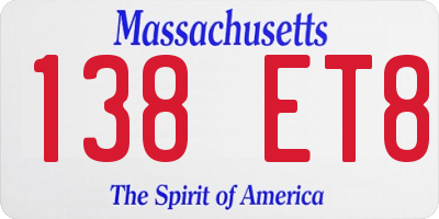 MA license plate 138ET8