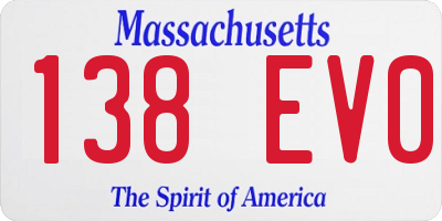 MA license plate 138EV0