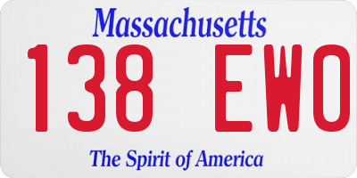 MA license plate 138EW0
