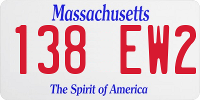 MA license plate 138EW2