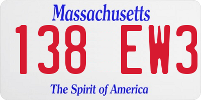 MA license plate 138EW3