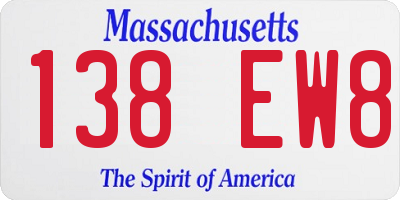 MA license plate 138EW8