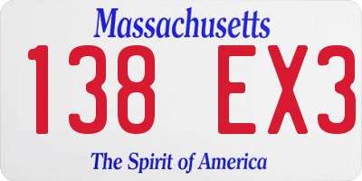 MA license plate 138EX3