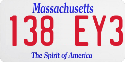 MA license plate 138EY3