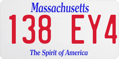 MA license plate 138EY4