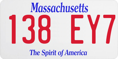 MA license plate 138EY7