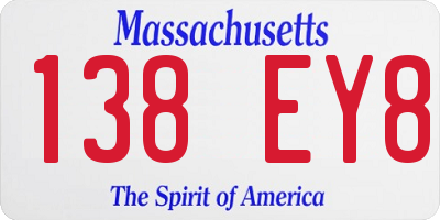 MA license plate 138EY8