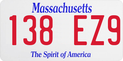 MA license plate 138EZ9