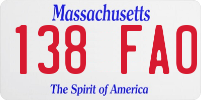 MA license plate 138FA0