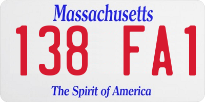 MA license plate 138FA1