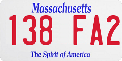 MA license plate 138FA2