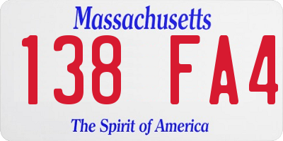 MA license plate 138FA4