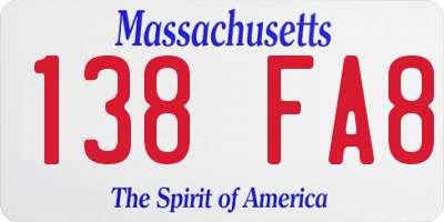 MA license plate 138FA8