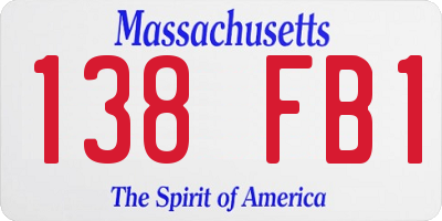 MA license plate 138FB1