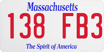 MA license plate 138FB3
