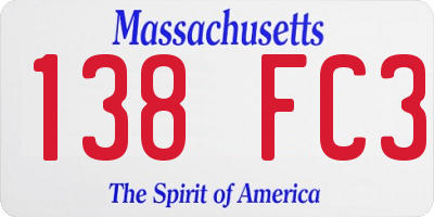 MA license plate 138FC3