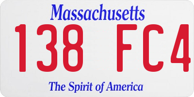 MA license plate 138FC4