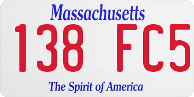 MA license plate 138FC5