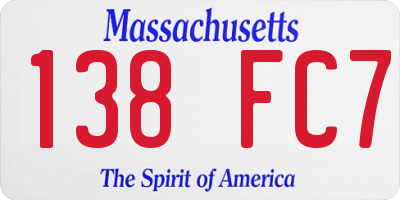 MA license plate 138FC7