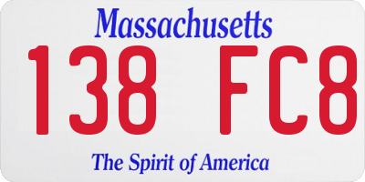 MA license plate 138FC8