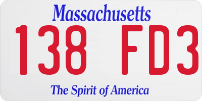 MA license plate 138FD3