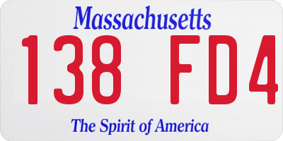 MA license plate 138FD4