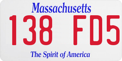 MA license plate 138FD5