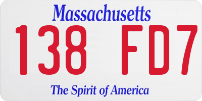 MA license plate 138FD7