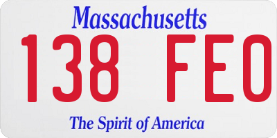MA license plate 138FE0
