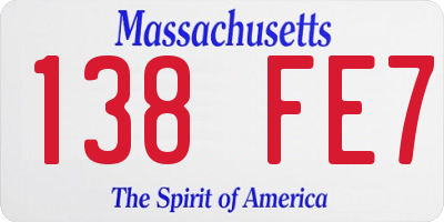 MA license plate 138FE7