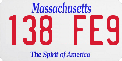 MA license plate 138FE9