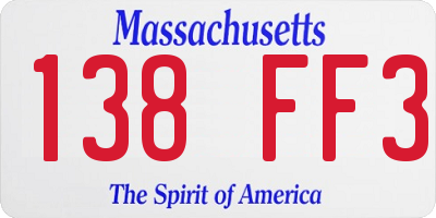 MA license plate 138FF3
