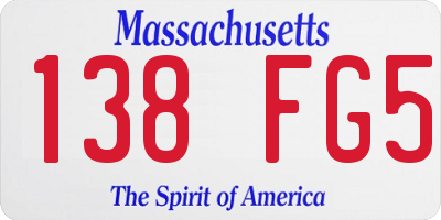 MA license plate 138FG5