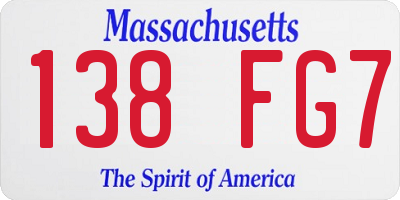 MA license plate 138FG7