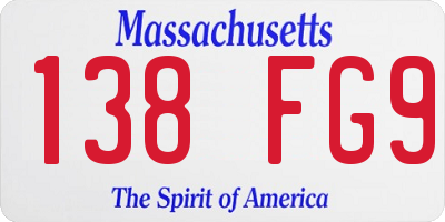 MA license plate 138FG9
